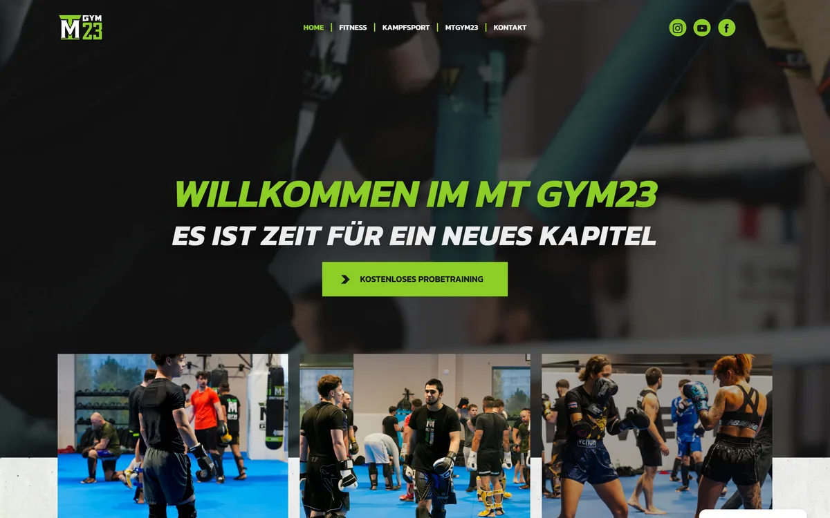 Website-Screenshot des Projekts MT Gym23 von Devion