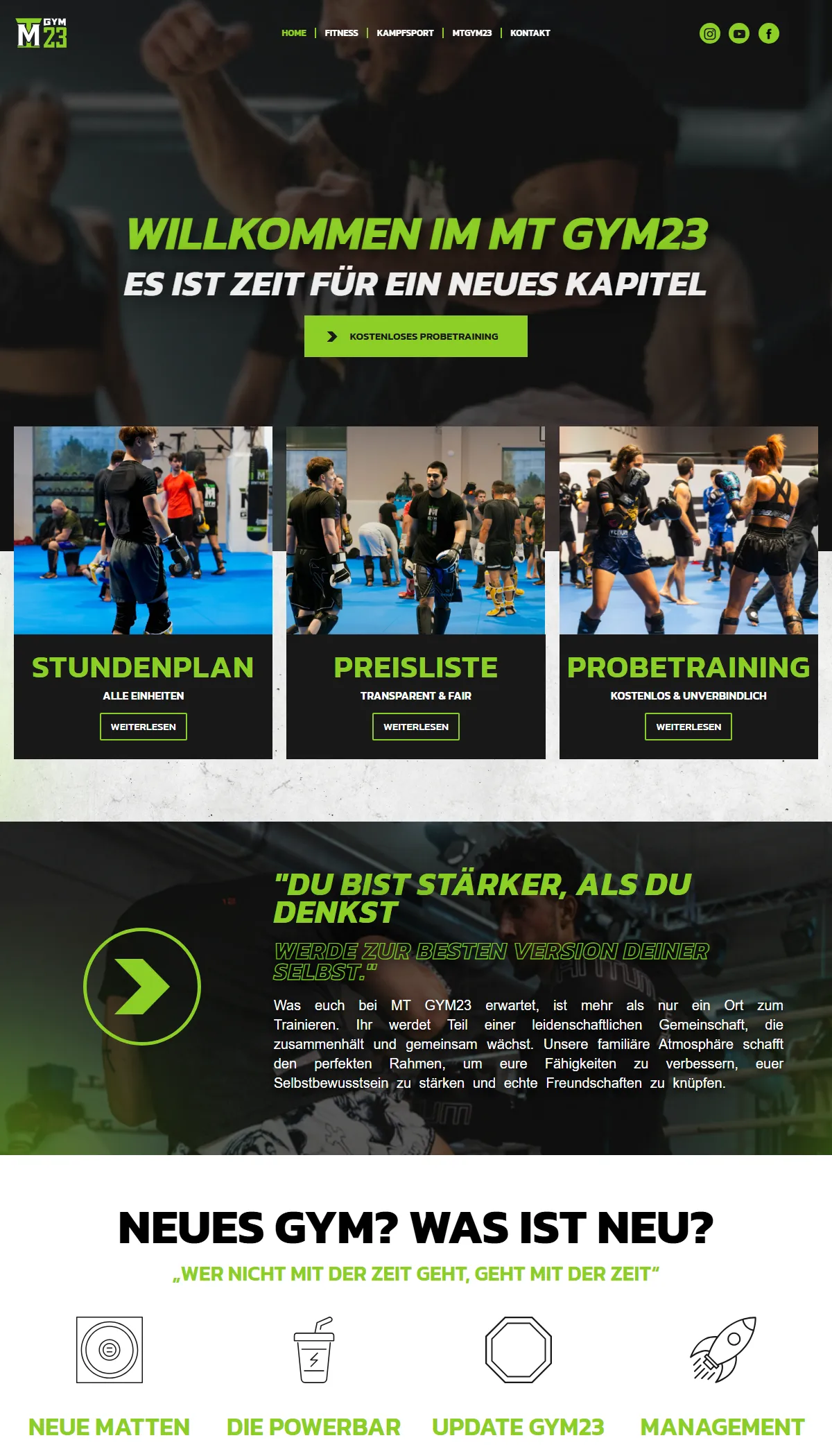 Website-Screenshot des Projekts MT Gym23 von Devion